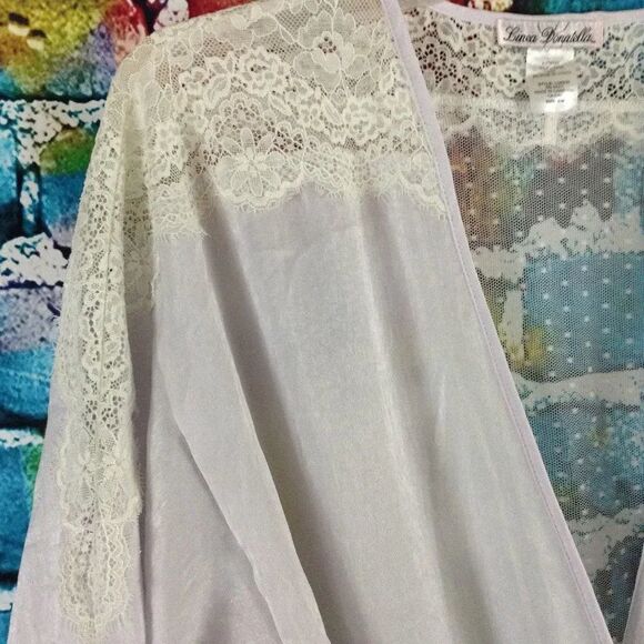 Linea Donatella Lace Back Satin Feel Robe Size S/M - Picture 5 of 9